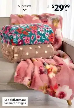 ALDI J Floral Faux Fur Throw offer