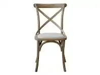 LivingStyles Kasan Oak Timber Cross Back Dining Chair, Linen Seat, Weathered Oak offer