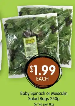 Spudshed Baby Spinach or Mesculin Salad Bags offer