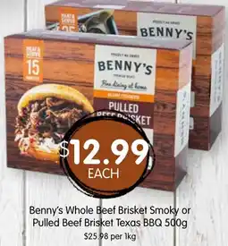 Spudshed Benny's whole beef brisket smoky or pulled beef brisket texas bbq offer