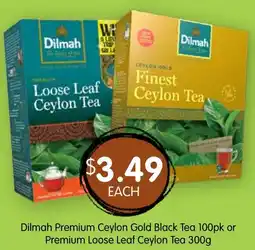 Spudshed Dilmah Premium Ceylon Gold Black Tea 100pk or Premium Loose Leaf Ceylon Tea offer