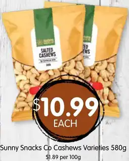 Spudshed Sunny Snacks Co Cashews Varieties offer