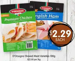 Spudshed D'Orsogna Shaved Meat Varieties offer