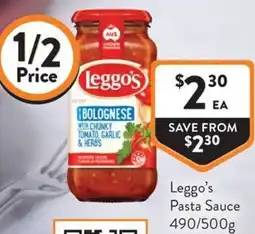 Foodworks Leggo's Pasta Sauce offer