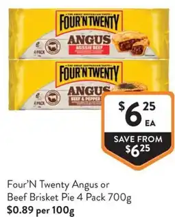 Foodworks Four'N Twenty Angus or Beef Brisket Pie offer