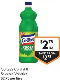 Foodworks Cottee's Cordial offer