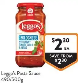 Foodworks Leggo's Pasta Sauce offer