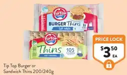 Foodworks Tip Top Burger or Sandwich Thins offer
