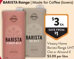 Foodworks Vitasoy home barista range uht oat or almond ii offer