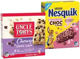 IGA Nestlé Nesquik Bar, Uncle Toby’s Muesli Bar or Roll Ups 5‑6 Pack Selected Varieties offer