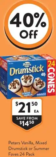 Foodworks Peters Vanilla, Mixed Drumstick or Summer Faves offer