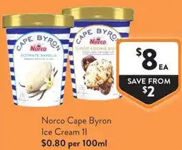 Foodworks Norco Cape Byron Ice Cream offer