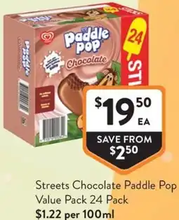 Foodworks Streets Chocolate Paddle Pop offer