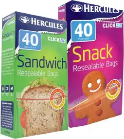 IGA Hercules Resealable Snack Bags or Sandwich Bags 40 Pack offer