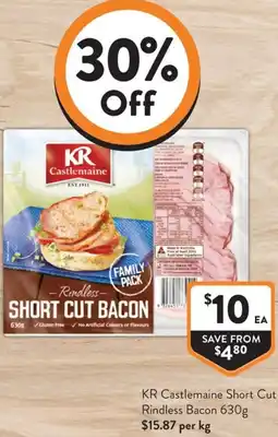 Foodworks KR Castlemaine Short Cut Rindless Bacon offer