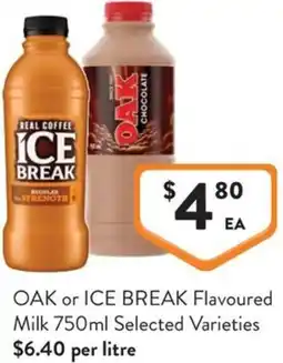 Foodworks OAK or ICE BREAK Flavoured Milk offer