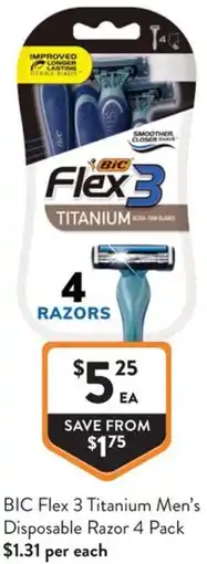 Foodworks Bic flex 3 titanium men's disposable razor offer