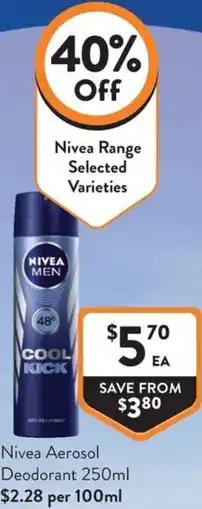 Foodworks Nivea Aerosol Deodorant offer