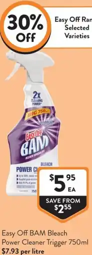 Foodworks Easy Off BAM Bleach Power Cleaner Trigger offer