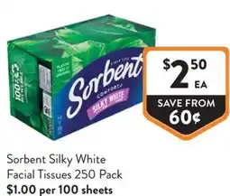 Foodworks Sorbent Silky White Facial Tissues offer