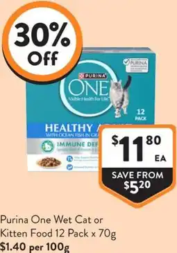 Foodworks Purina One Wet Cat or Kitten Food offer
