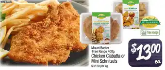 Chicken Ciabatta or Mini Schnitzels