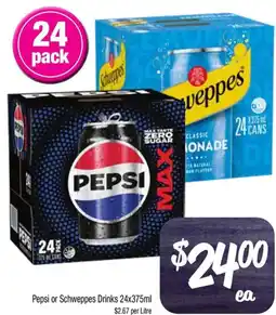 Foodworks Pepsi or Schweppes Drinks offer