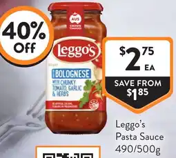 Foodworks Leggo's Pasta Sauce offer