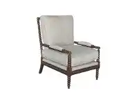 LivingStyles Bobbin Linen & Oak Timber Armchair, Dark Brown Oak / Oatmeal offer