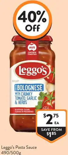Foodworks Leggo's Pasta Sauce offer