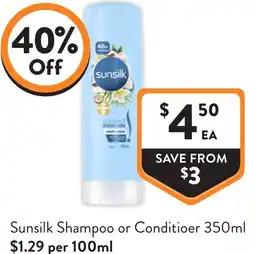 Foodworks Sunsilk Shampoo or Conditioer offer