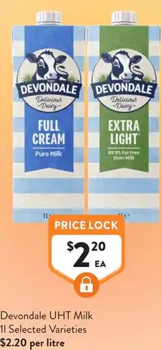 Foodworks Devondale uht milk offer