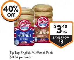 Foodworks Tip Top English Muffins offer