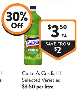Foodworks Cottee's Cordial offer