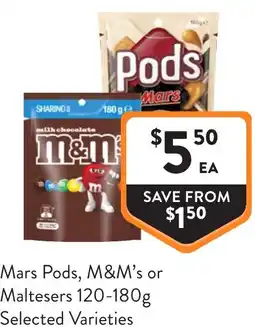 Foodworks Mars Pods, M&M's or Maltesers offer