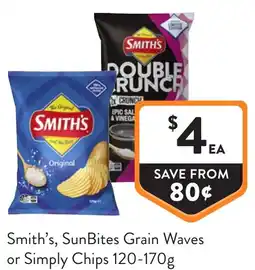 Foodworks Smith's, SunBites Grain Waves or Simply Chips offer