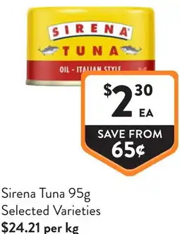 Foodworks Sirena Tuna offer