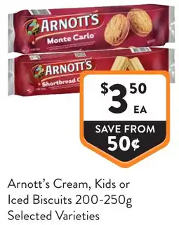 Foodworks Arnott's Cream, Kids or Iced Biscuits offer