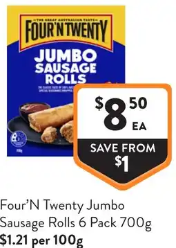 Foodworks Four'N Twenty Jumbo Sausage Rolls offer
