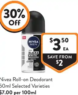 Foodworks Nivea Roll-on Deodorant offer