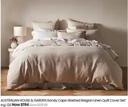 Myer AUSTRALIAN HOUSE & GARDEN Sandy Cape Washed Belgian Linen Quilt Cover Set^ e.g. QS offer