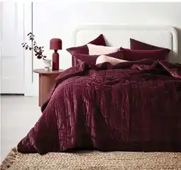 Myer Luxury Velvet Bedlinen Collection in Mulberry offer