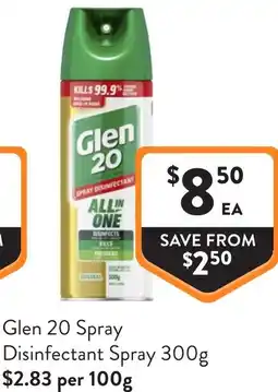 Foodworks Glen 20 Spray Disinfectant Spray offer