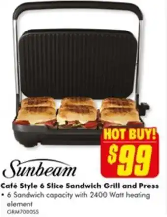 Café Style 6 Slice Sandwich Grill and Press