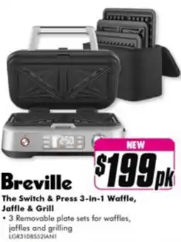 The Good Guys The Switch & Press 3-in-1 Waffle, Jaffle & Grill offer
