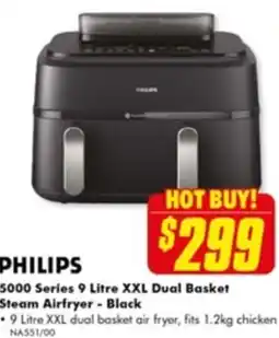 The Good Guys 5000 series 9 litre xxl dual basket steam airfryer - black offer