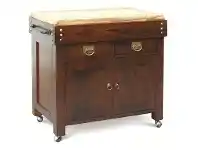 Cucina Solid Mahogany Timber Large Butcher Block Kitchen Island with Castors - Mahogany
