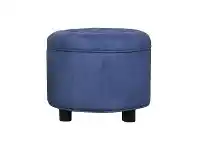 LivingStyles Alex Suede Fabric Round Storage Ottoman, Blue offer