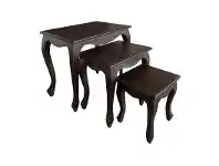 LivingStyles Queen Ann 3 Piece Solid Mahogany Timber Nested Table Set, Chocolate offer