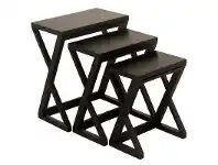 LivingStyles Banggai 3 Piece Mahogany Timber Nested Table Set, Chocolate offer